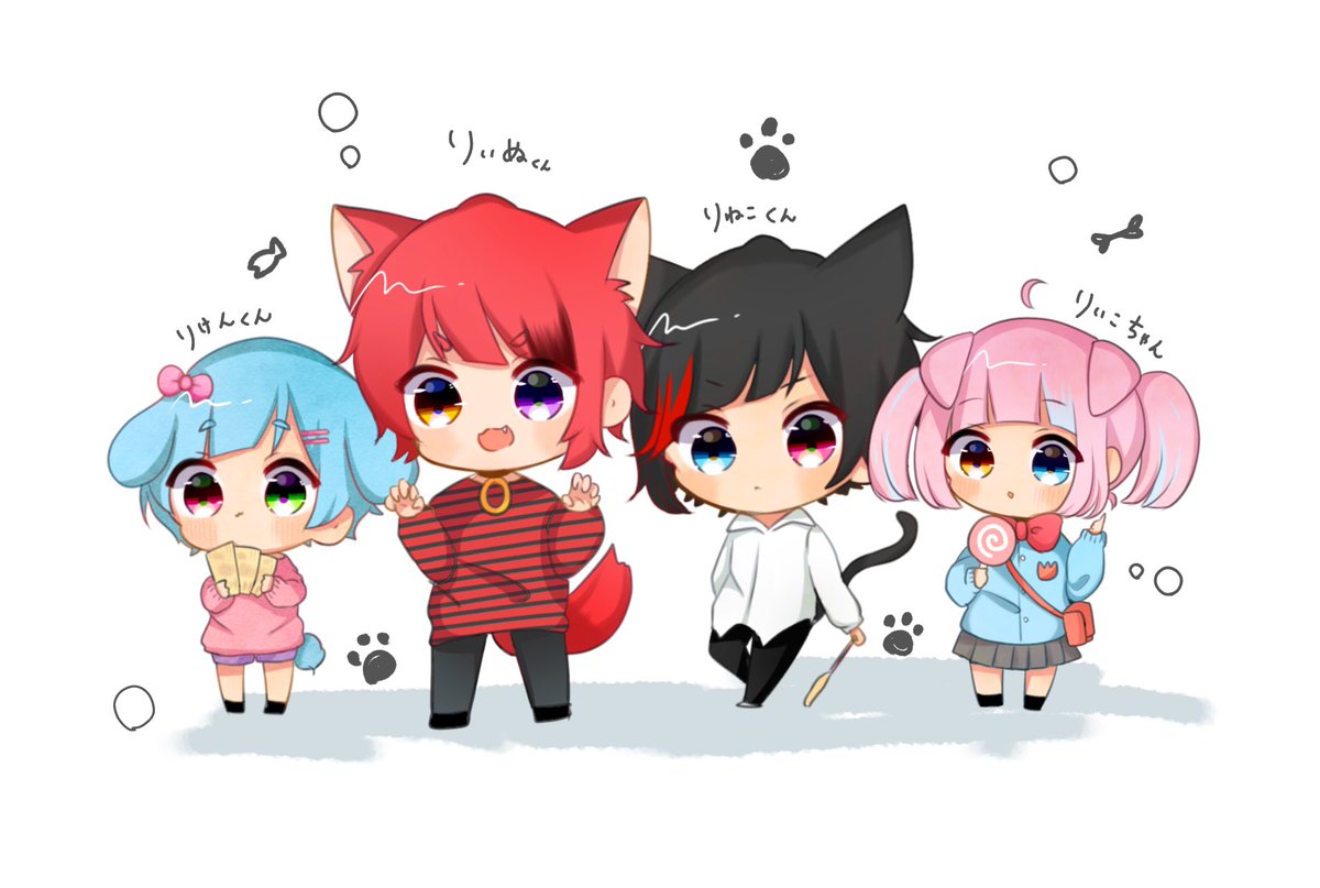 わんわん物語🐶💙❤️🖤💗 莉犬くんとりけんくんとりねこくんとりいこ