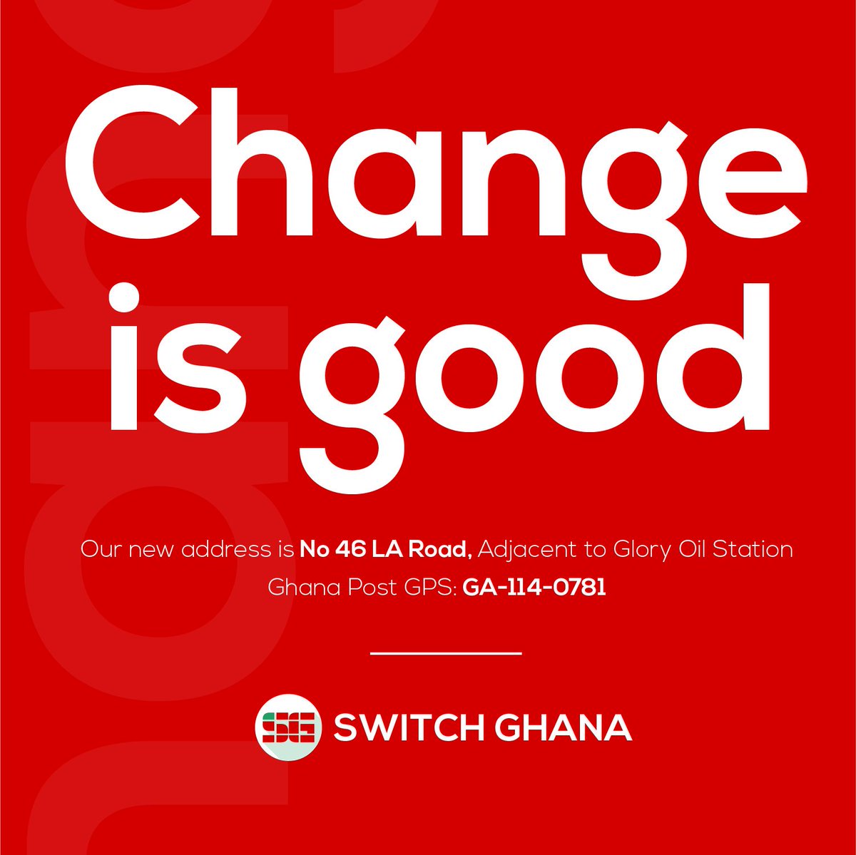 SwitchGH's tweet image. Change is good and growth even better, we have moved to serve you better. Locate us at No. 46 La Road adjacent the glory oil station. Kindly RT