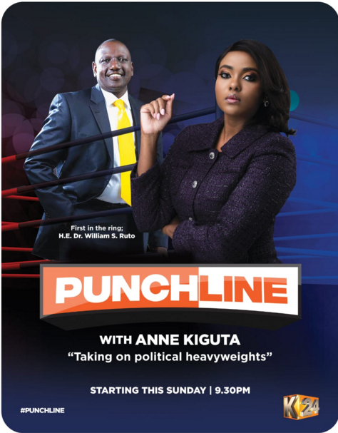 K24Tv's tweet image. Tonight on the 1st edition of Punchline with @AnneKiguta, Deputy President @WilliamsRuto will be the first in the ring. #RutoOnPunchline
Join us at 9.30PM only on @K24Tv