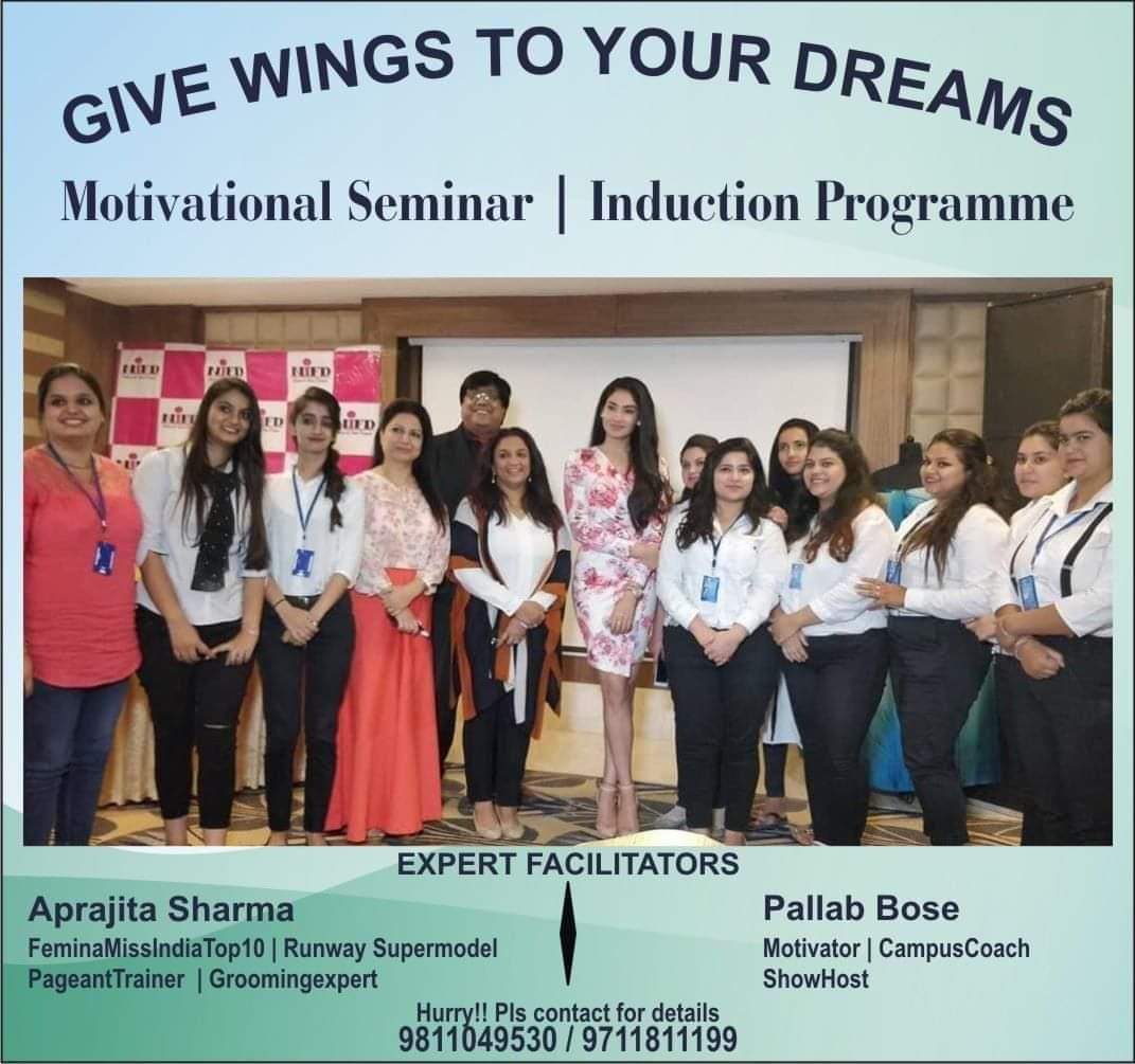 PallabBose2's tweet image. "GIVE WINGS TO YOUR DREAMZ"
Announcing launch of "A one or two days #motivationalseminar cum #InductionProg. for new batches of #students"
EXPERT #FACILITATORS-
PALLAB BOSE - 
#Motivator #CampusCoach  #ShowHost
APRAJITA SHARMA 
#FeminaMissIndiaTop10
#RunwaySupermodel