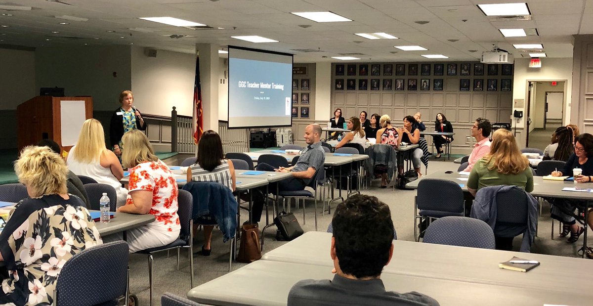 CareersGCPS's tweet photo. Exciting to have Dean Cathy Moore @cathydmoore welcome teachers to GGC Teacher Mentor Training led by our amazing Staff Development team. #professionallearningopportunities #partnership @GwinnettSchools @GeorgiaGwinnett https://t.co/6oxAj8IJ2S