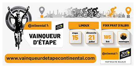 LeTour's tweet photo. Pronostiquez le vainqueur de cette étape de montagne avec les pneus @Continental_fr, partenaire majeur du Tour de France ! 🚴‍♂️ 
Tentez de remporter l’un des bons de remboursement différé sur : https://t.co/AYfG7SzfqD 🤞 https://t.co/YDlv1HiSaS