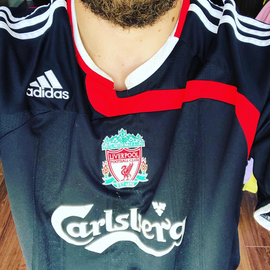  @LFC Third kit, 2007/07 @AdidasI know they’re  #TheReds, but most of my favourite  #LiverpoolFC kits are usually black. Also, my collection wouldn’t be complete without a  #StevenGerrard shirt, a hero of mine. #LFCShirt  #LFC  #StevenGerrardShirt