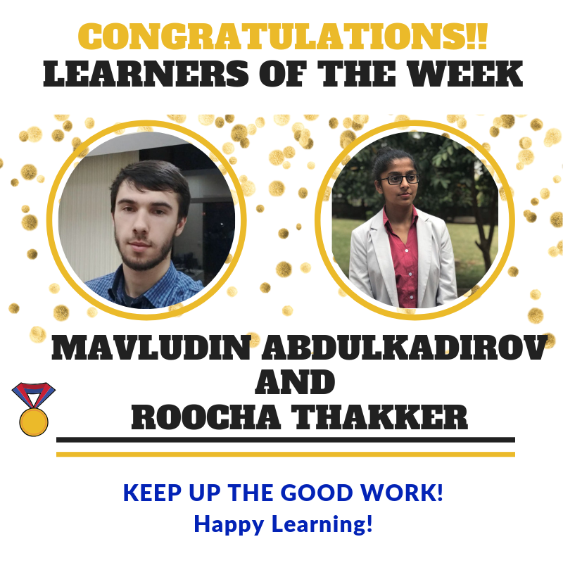 EdYodaHQ's tweet photo. | Here goes Learners for this week ||

Congratulations Mavludin Abdulkadirov and Roocha Thakker!

Keep Up the Momentum! Happy Learning  :)
.
.
.
#Learner #AvidLearner #Technology #Courses #freelearning #industry4 #jobready  #education #learneroftheweek #thisweek #inspiration https://t.co/wCTF8SNVtc