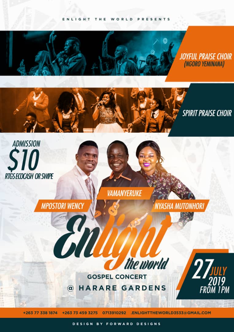 EsteemComms's tweet photo. A must attend Gospel music concert featuring the best of local talent at Harare Gardens this coming Saturday 27 July from 1pm till 8 pm. Entrance fee ZWL$10 only
@alickmacheso3 @HMetro_ @bustoptv @AmandlaBrands @takemorem1 @restmutore
#EnlighttheWorld #InspireHope #TimetoPraise https://t.co/nigwZq0Zcr