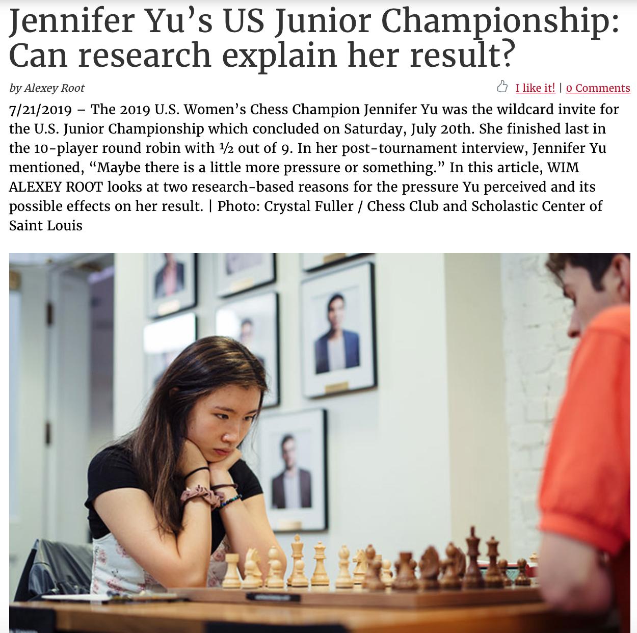 Jennifer Yu's US Junior Championship: Can research explain her result?