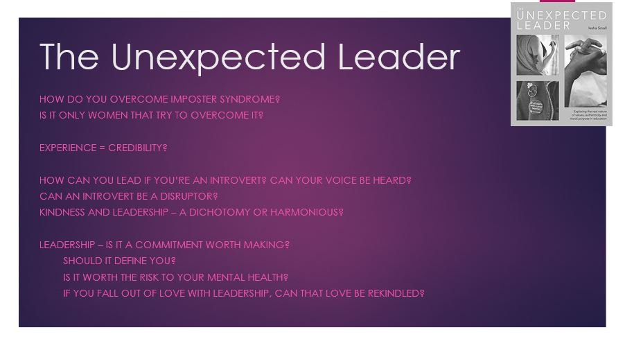WomenedBookclub's tweet photo. 2 hours left to get your questions, thoughts and insights into the #unexpectedleader with @ieshasmall https://t.co/TgYoGQFfFw
