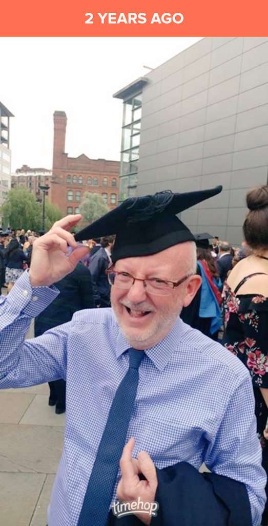MrJBlackham's tweet photo. Two years ago today I finally graduated from @ManMetUni. I struggled in my final year and had to ask for help quite often. The amazing staff and mentors at MMU did everything they could for me. If you need help, ask for it. Don't do it alone. ๐ #MMU #HE #Graduation #ManMetAlumni https://t.co/EYu9wdskft