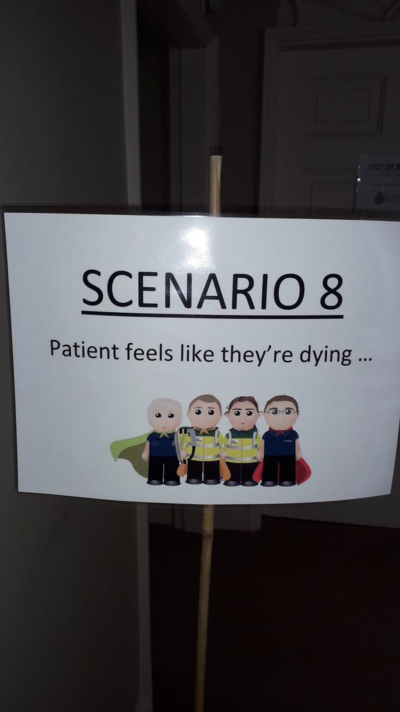 RedgraveAndrew's tweet photo. Scenario with a twist, definitely not making it easy for NWAS CFRs. #MansionofMedicalMishaps #NWAmb_Steve #NWAmbulance #CardiacSmart https://t.co/dWqszPGSIj