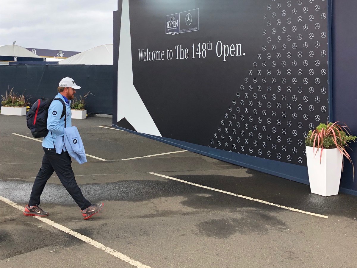 GolfMonthly's tweet photo. Most golfers arrive at #TheOpen in Mercedes-Benz courtesy car but not @JBHolmesgolf - could have been mistaken for punter with picnic. He goes at 1:37 with Brooks Koepka. #owntwofeet https://t.co/eFkyHSWJxI
