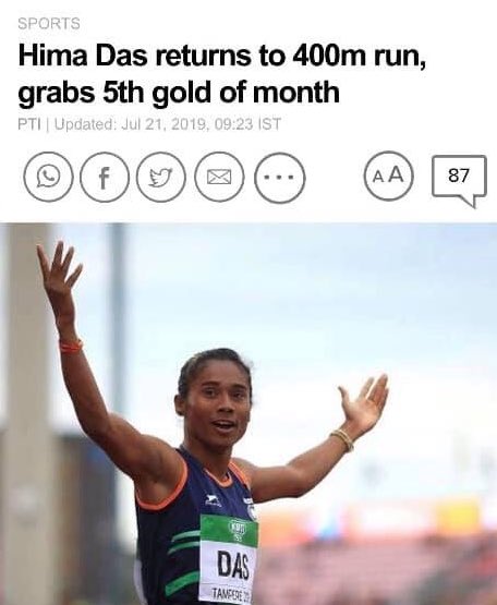 MadhavSharma's tweet image. 5 GOLD 🏅 in less than a month. @HimaDas8 is India’s #GoldMachine.