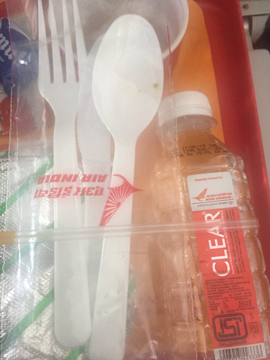 @airindiain <a href="/MoCA_GoI/">MoCA_GoI</a> <a href="/Wangchuk66/">Sonam Wangchuk</a> plz avoid one time plastics. Use reusable, paper or eco friendly cutlery. Heaps of plastic generated in every single flight.