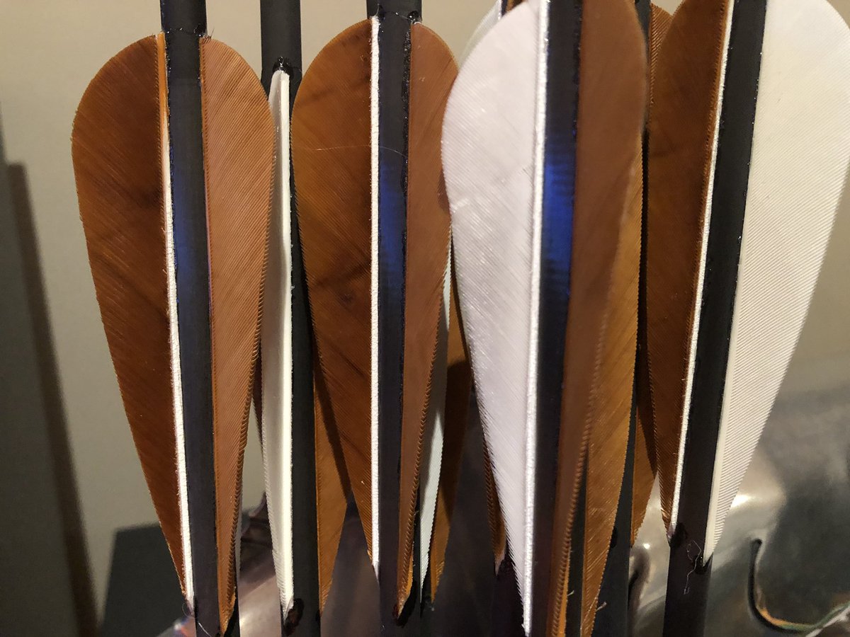 ChrisBaty73's tweet photo. A wet and wild day, the perfect weather combination to get stuck into some overdue fletching jobs for the shop. #feralx #woodlandshafts #bowhuntandarcherygeelong https://t.co/NfbioJWkXJ