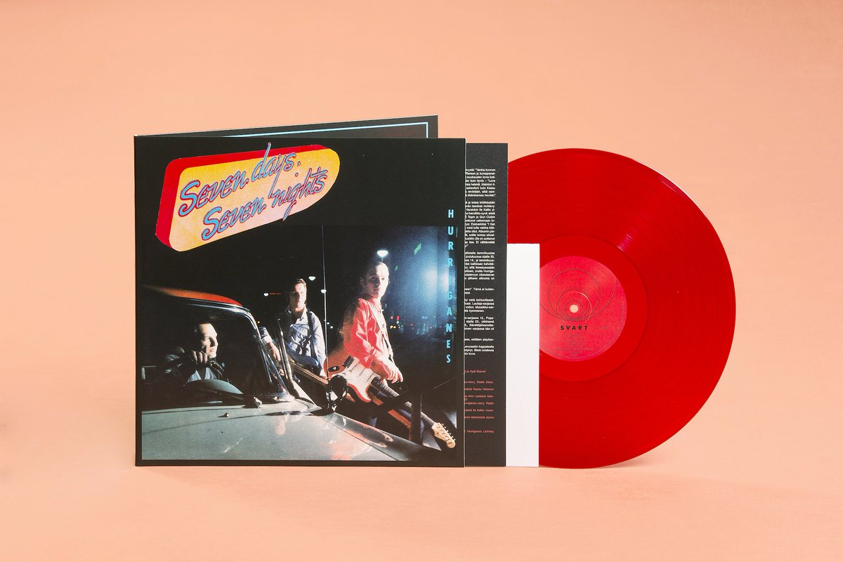 Hurriganes: Seven Days, Seven Nights LP. Red vinyl, gatefold jacket. With insert and poster. Strictly limited to 400 copies only. Available at ow.ly/iP2x50uNdQo #svartrecords #hurriganes #sevendayssevennights