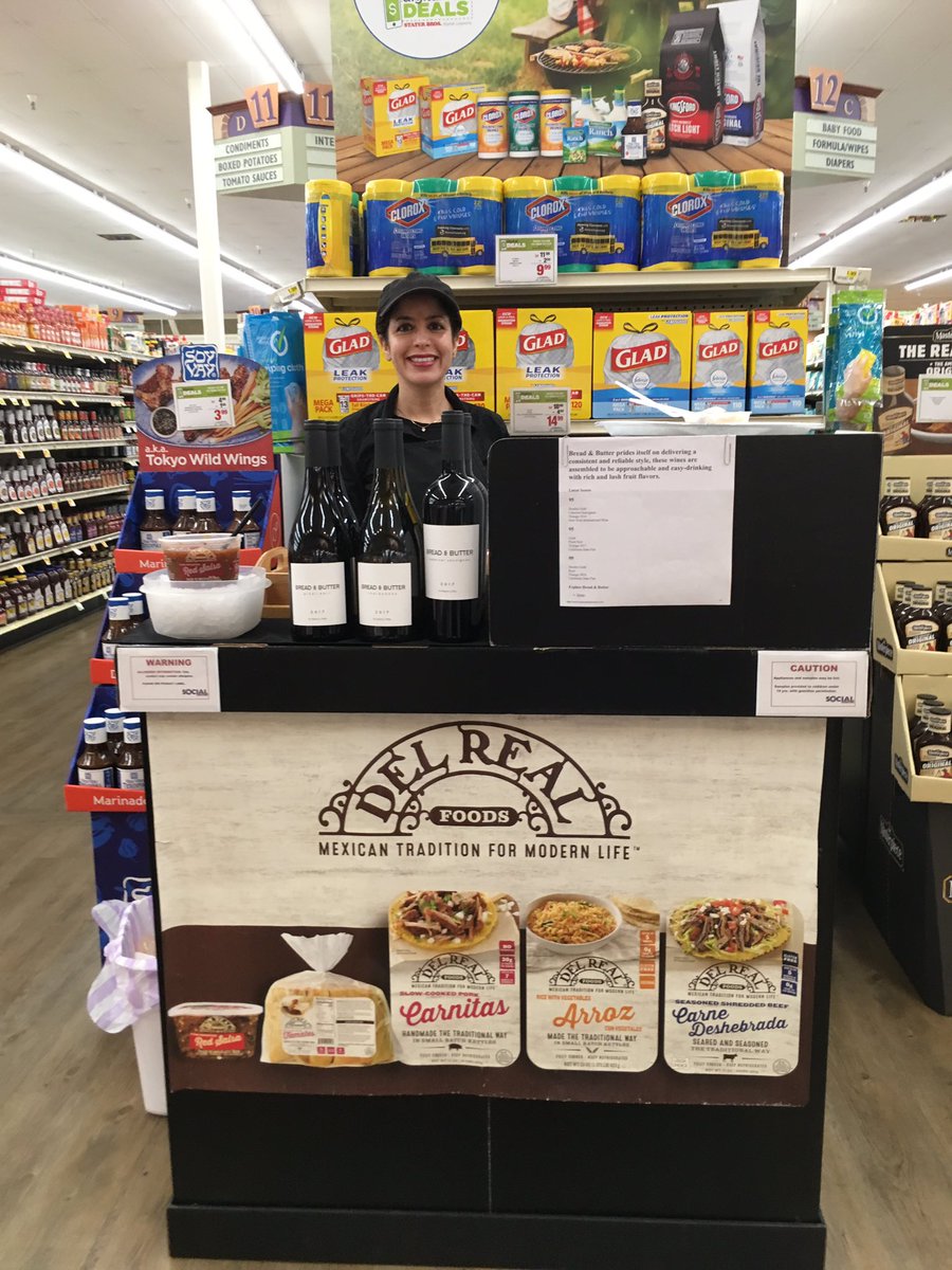 My sampling event for #DelRealFoods on 7/13 today at Stater Bros, 13589 Poway Rd, Poway, CA, featuring #breadandbutterwines. #DelReal #socialsampling #staterbros