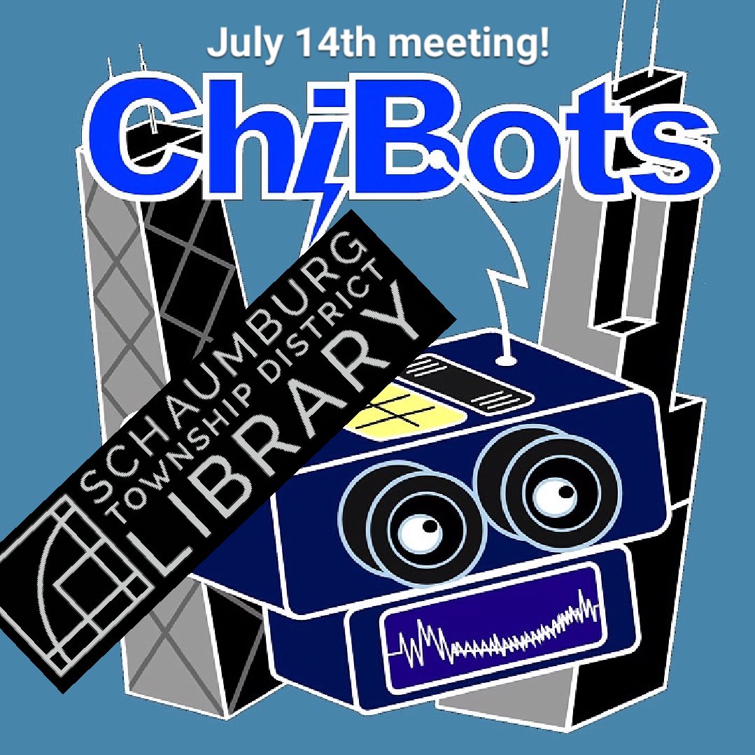 ChiBotsOrg's tweet photo. ChiBots #robotics meeting this Sunday Schaumburg Library 1:00-3:30pm.  All are welcome.
@schaumlib https://t.co/VMOQ1zls7E