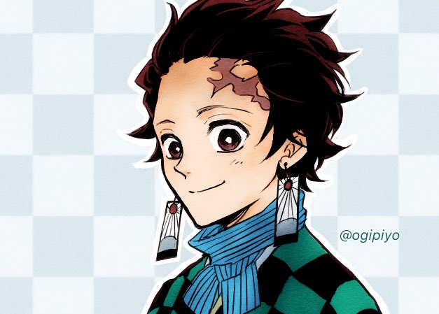 おぎいさんがTwitterに投稿した竈門炭治郎(鬼滅の刃)のイラスト。