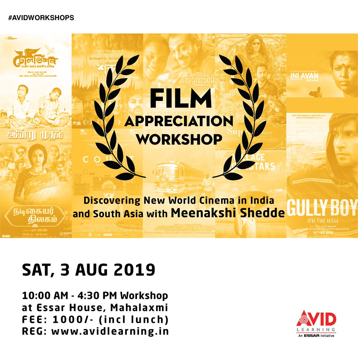 AvidLearning's tweet photo. Save the date for our Film Appreciation Workshop with @MeenakshiShedde on Saturday 3rd August, where we will discover New World Cinema in India and South Asia.

Register here: https://t.co/puR2HuHP6j

#LearningNeverStops
#AvidWorkshops https://t.co/S3CRqm18C6