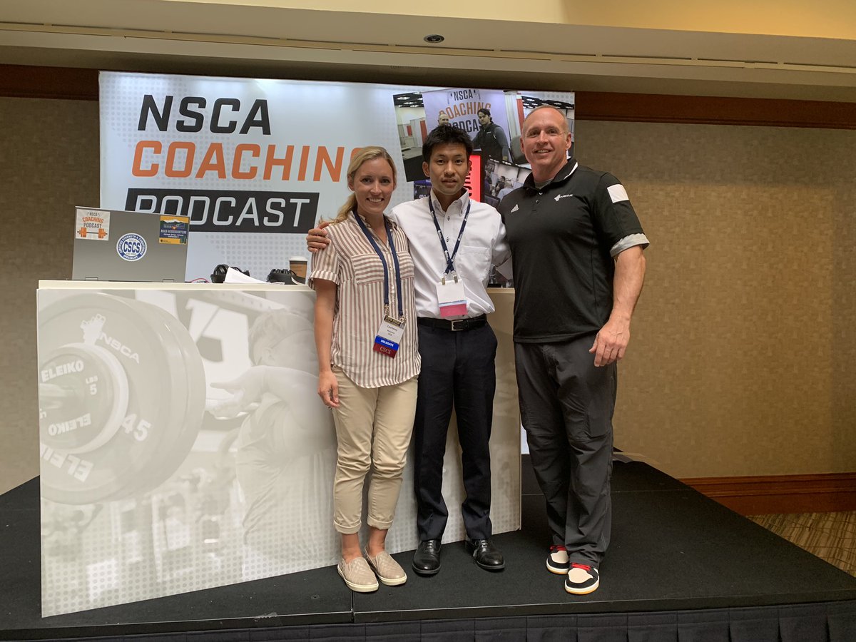 YasukiSekiguchi's tweet photo. Recording NSCA coaching podcast was a very fun and great opportunity to discuss with @scottcaulfield and @courteneybenj!!!! #NSCACon19 #teamnsca @K_S_Institute @NSCA https://t.co/DmNfSU3ES4