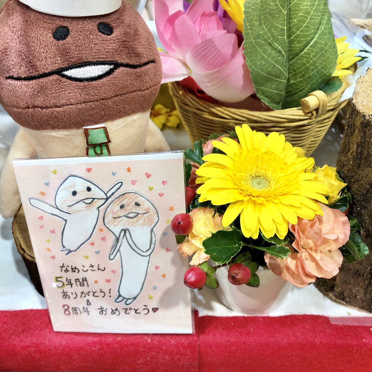 namekoichiba's tweet photo. お客様より♡お花＆お手紙♡
いただきました🌼🍒🌼🍒🌼

ありがとうございます(⁎ᴗ͈ˬᴗ͈⁎)✾

#nameko #5周年 #ありがとう
#東京キャラクターストリート https://t.co/T3vjXUfcRP