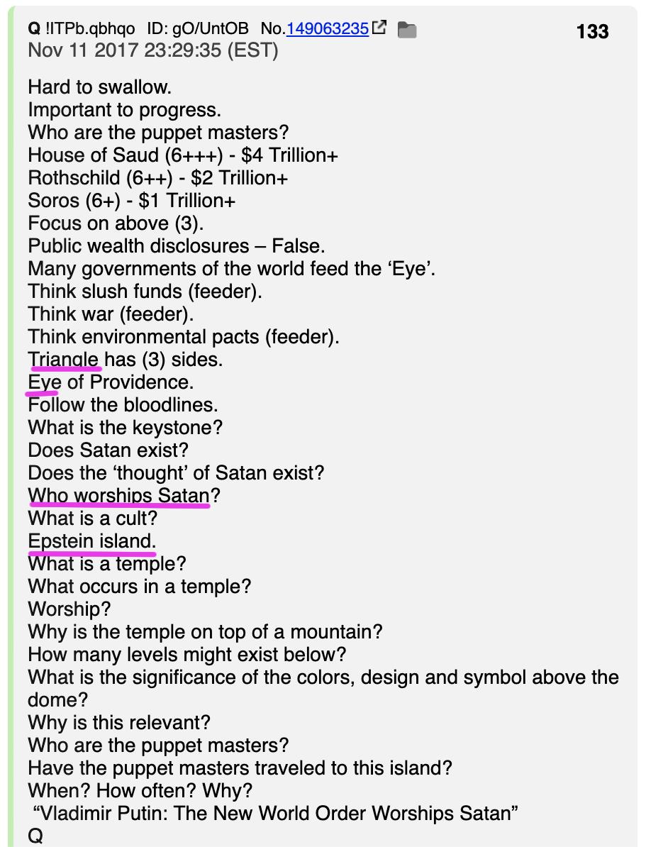 18.  #QAnon'd told us Nov 2017 that one side of the triangle had been removed for the 1st time in history, and other sides falling.++++++ #Q