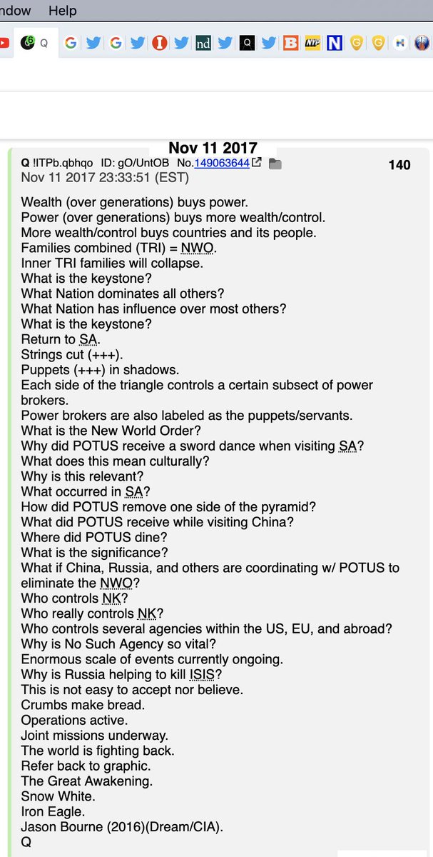 18.  #QAnon'd told us Nov 2017 that one side of the triangle had been removed for the 1st time in history, and other sides falling.++++++ #Q