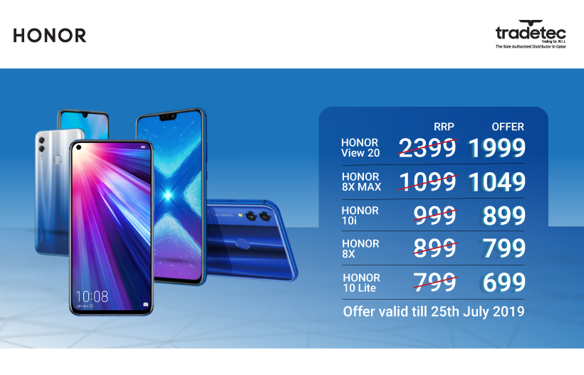 IntertecGroup's tweet photo. Dear #Honor_Fans  

#HONOR_PROMOTION !!!

#HONOR_VIEW_20   QAR 1,999
#HONOR_8X_MAX  QAR 1,049
#HONOR_10i QAR 899
#HONOR_8X QAR 799
#HONOR_10_Lite QAR 699

#Offer Across #Qatar till 25/7/19 
More details #contact +974 5025 9770
#Tradetec #Deals #Offer #Promotion #Honor_Offer https://t.co/FKXHYi67wF