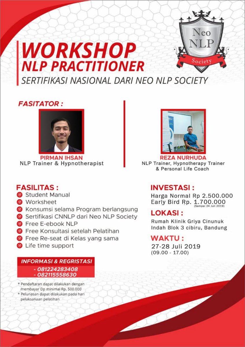 Pirmanihsan77's tweet photo. Masih ada harga khusus untuk anda yang mendaftar sekarang, segera amankan seat anda sekarang juga..
Informasi &amp; Registrasi : 081224283408 (WA)

#nlp #pelatihannlp #workshopnlp #trainingnlp #pelatihanbandung #workshopbandung #nlpbandung https://t.co/1cLUpdxxkQ