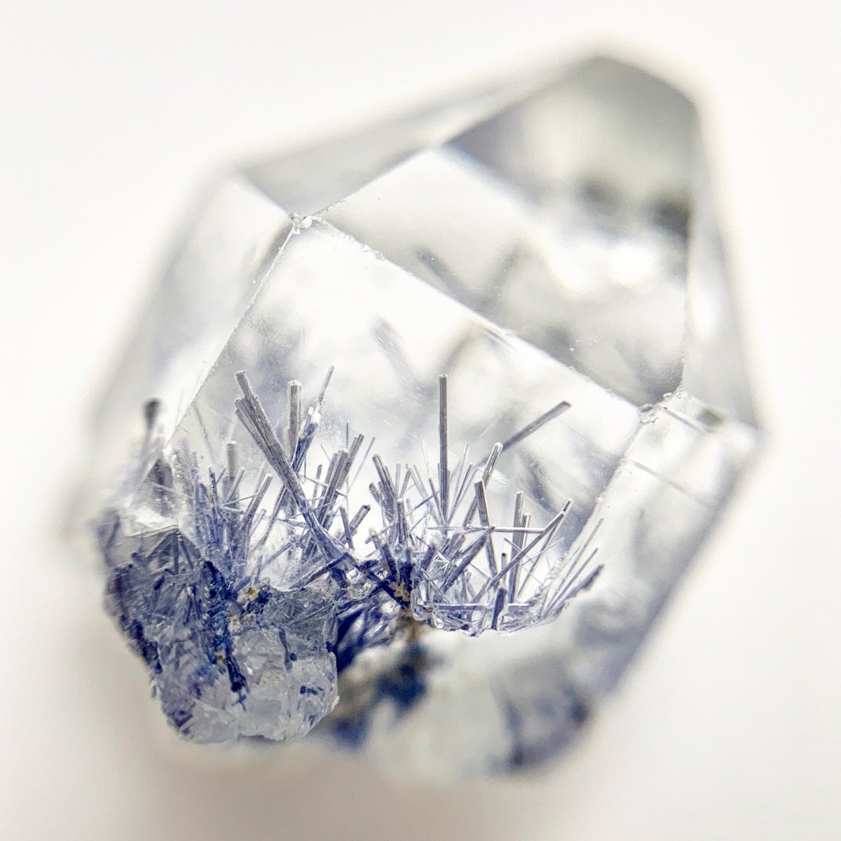 GEMandMShops's tweet photo. Dumortierite in Quartz - RARE - Splendid Terminated Glassy Quartz Crystal with Blue Dumortierite Inclusions - Features Well Formed Edges with Utmost Clarity - This Specimen is from Bahia State, Brazil — #GEMandM #Crystals #Quartz #Dumortierite #Minerals #Geology #Rockhound https://t.co/wE0A8k2Dm0