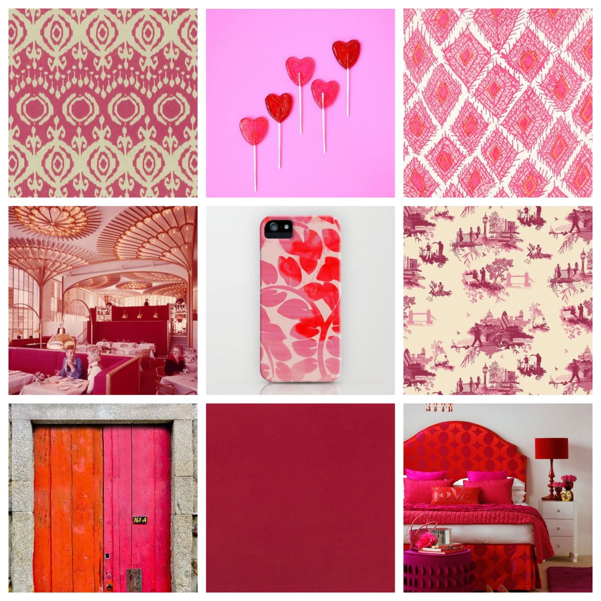 💗IN THE PINK💗 We're in love with a Red Pink Combo- perfect for summer! Our moodboard includes fabrics Verbena &amp; Eruption, as well as London Toile in Pink by @Timorous_Beasties We offer a supply your own fabric to make into curtains &amp; Blinds naturalcurtaincompany.co.uk