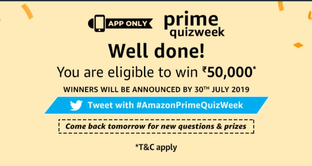 Kailashwaghmar7's tweet photo. #AmazonPrimeQuizWeek https://t.co/2x6Y4I08Kn
