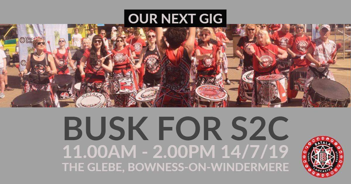 S2Cspace2create's tweet photo. Today the fabulous @LancasterBatala are helping raise funds for S2C on the Glebe in Bowness 11-2 our collectors will be out and about with their buckets collecting donations.
#fundraiser #Kendal #Cumbria #charity https://t.co/PEHI19DSGm