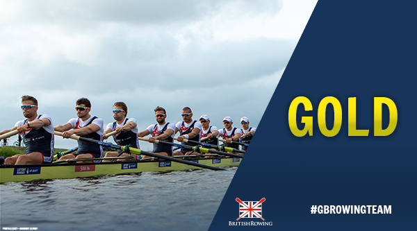 BritishRowing's tweet photo. GOLD 🥇🔥🔥🙌🎉 GB's men's eight of @moesbihi, @joshbugajski, @TheRud_Dog, @matthewtarrant, Tom George, @Ollie_wg1994, Jacob Dawson, Tom Ford &amp; cox @HenryFieldman take a blistering gold at World Cup III 🥇 Yeas boys!👊

#GBRowingTeam #WorldCup #Rotterdam2019 https://t.co/S89sAlYOGw