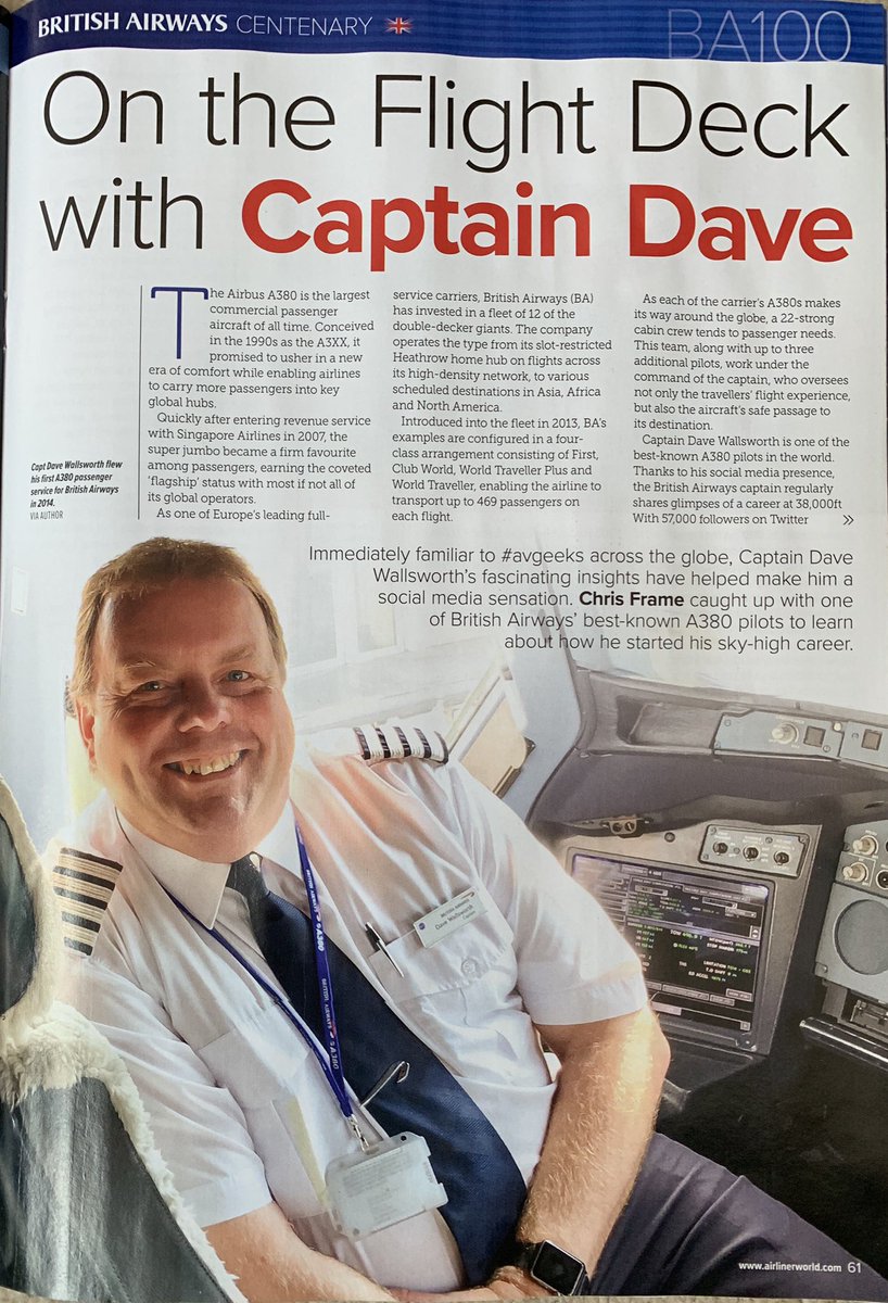 Latest issue of <a href="/_AirlinerWorld/">Airliner World</a> is a <a href="/British_Airways/">British Airways</a> Centenary Special. You may recognise someone writing with the excellent <a href="/chriscunard/">Chris Frame</a> about BA and the <a href="/Airbus/">Airbus</a> #A380 Also featuring photos by <a href="/Andrew_SW/">Andrew S-W</a> and Sean O’Connell.