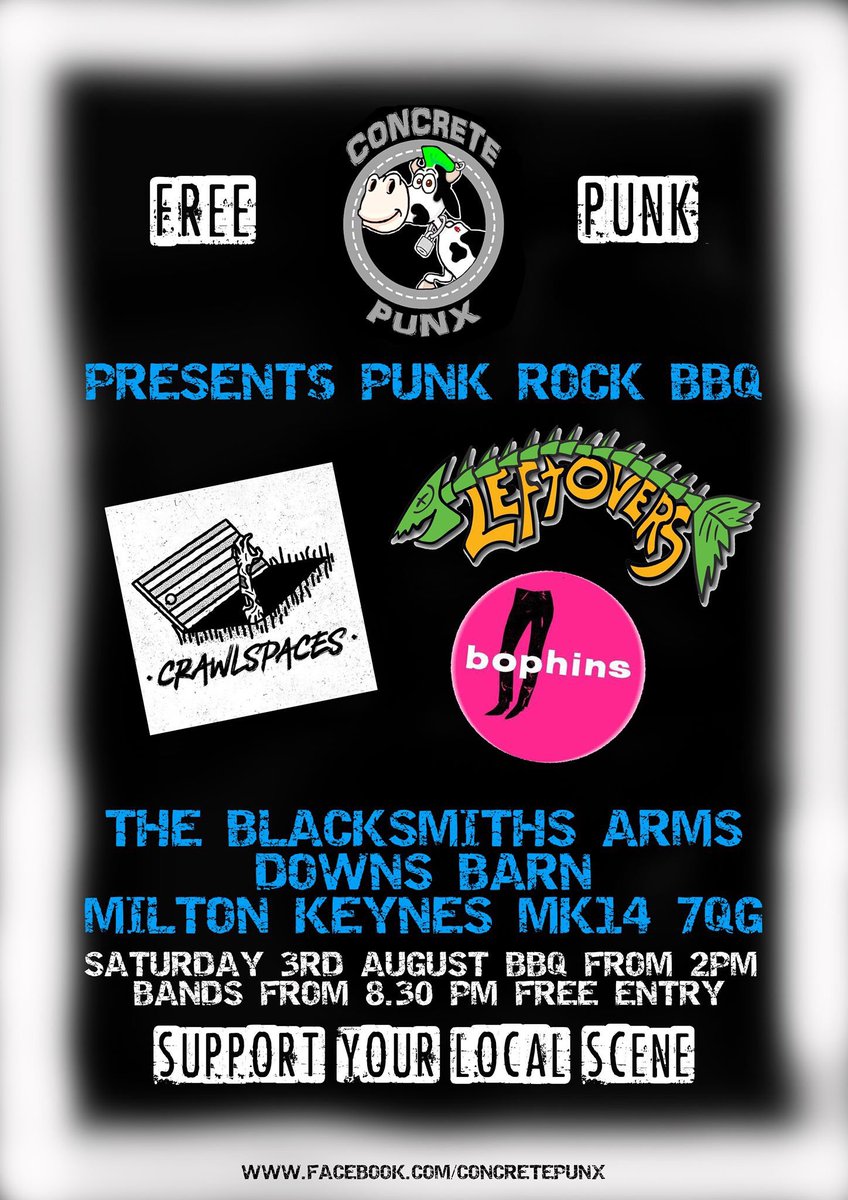 Excited for our next gig with Leftovers, <a href="/TheBophins/">The Bophins</a> and Crawlspaces
#suportyourlocalscene #freepunk