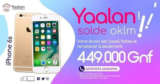 YAALAN5's tweet photo. YaaLan continue sa promo de Ouf!!! 
Nous offrons la chance aux détenteurs d'IPhone !
Votre Ecran est cassé? Venez nous voir! On vous le répare Oklm!!
Pièces d’origine garanti
Réparation garantie
Contactez-nous au 629 51 93 93.
#Team224 #224infos #Gn224 #YaalanGereOklm #JatHub https://t.co/Xkgw0zlYHq