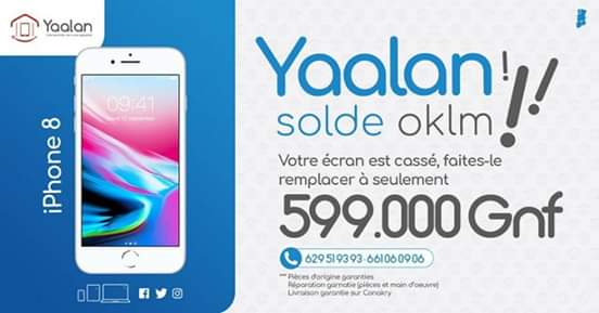 YAALAN5's tweet photo. YaaLan continue sa promo de Ouf!!! 
Nous offrons la chance aux détenteurs d'IPhone !
Votre Ecran est cassé? Venez nous voir! On vous le répare Oklm!!
Pièces d’origine garanti
Réparation garantie
Contactez-nous au 629 51 93 93.
#Team224 #224infos #Gn224 #YaalanGereOklm #JatHub https://t.co/Xkgw0zlYHq
