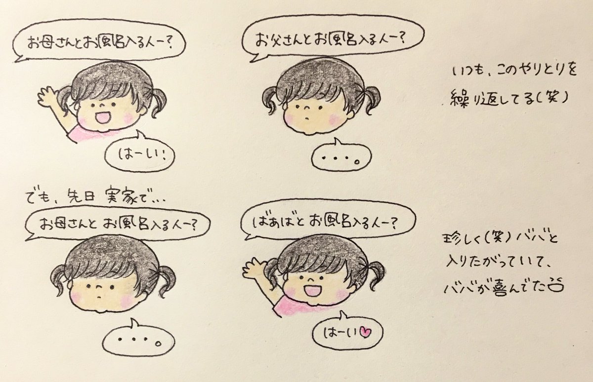 以前は「〇〇する人ー?」と聞くと何でも「はーい」と答えていたけど、今は意思がはっきりしてる?
#2017nov_baby
#育児絵日記 