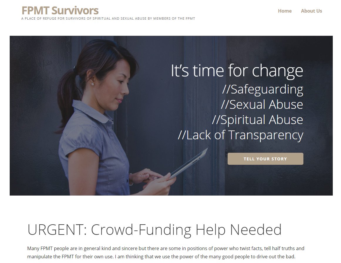 IndyHack's tweet image. **LATEST UPDATE**

Tenzin Peljor is launching a crowd-funding campaign to run an independent investigation into serious allegations of sexual abuse in the @FPMTInc

It's not looking good for @fabrizio28 &amp;amp; @maxcoron1 @IltkLama and @LamaZopa

Screenshot from fpmt-survivors.com