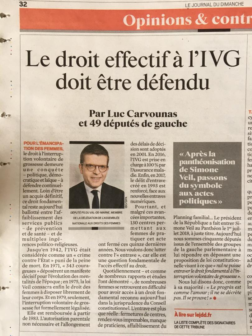 Un an après la panthéonisation de Simone Veil, nous avons déposé avec 49 Député.e.s PS PCF et LFI une proposition de loi constitutionnelle pour que nul ne puisse entraver l’IVG. Ce droit fondamental mérite d’être continuellement défendu. Passons des symboles aux actes politiques!