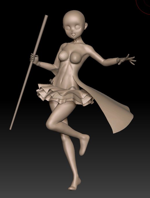 今日のZbrush進捗。
スカートは調整終わり。リボンはやはりZMmodelerで作った方が早かった。
上着のラフモデルに着手。 