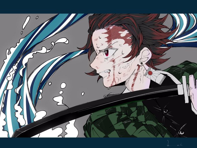 だるまさんがTwitterに投稿した竈門炭治郎(鬼滅の刃)のイラスト。