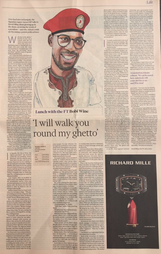 lecordeur's tweet photo. Red beret with a refreshing difference. Interesting FT lunch profile with Uganda’s Bobi Wine, who is seeking to be its next president. https://t.co/3JTzy7HMVL
