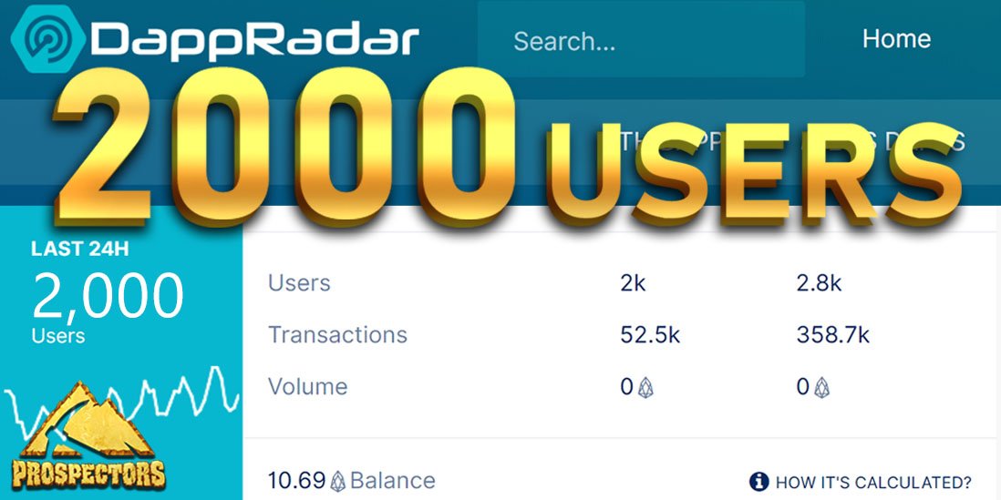 WOW, guys! ✅ 2000 unique accounts visited Prospectors today. And we keep growing day after day. Its right time to invite friends to join!    

play.prospectors.io  
 
#dapps #eos #game #mmo #prospectors