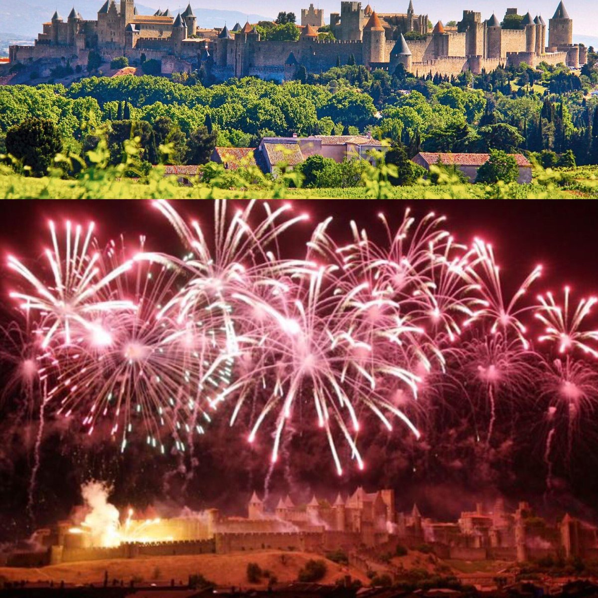 Ce soir spectacle grandiose avec l'embrasement de la cité de Carcassonne 🇫🇷👌