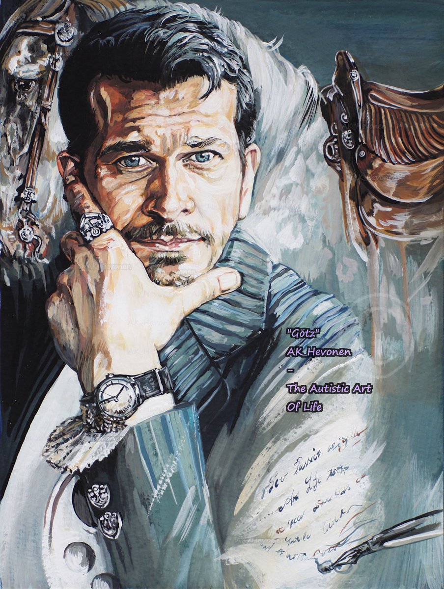 AK_Hevonen's tweet photo. #painting #paintings #portrait #GötzOtto #GoetzOtto #SchindlersList #Beowulf #TomorrowNeverDies #PillarsOfTheEarth
On @GERSTAECKER_DE classic, Pelikan Schoolcolours. His daughter is a silversmith = assume she designed his ring which I used in saddle &Bit design
#SundayThoughts https://t.co/VgAtBQBMyk