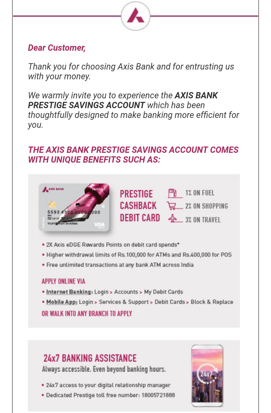 Dr.Chirag Shah on Twitter: "#Axisbank @AxisBank @AxisBankSupport U've sent  mail dat ur account has been upgraded to Prestige.but no one in ur branch  knows about it.nor do they hv any idea about