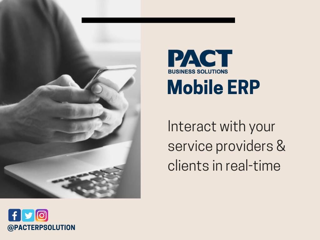 CRMSystemOnline's tweet image. RT Interact with your workforce, service providers & clients in real-time with PACT Mobile ERP. Demo: bit.ly/2T9MNsf #ERP #erpsolutions #softwaredevelopme…