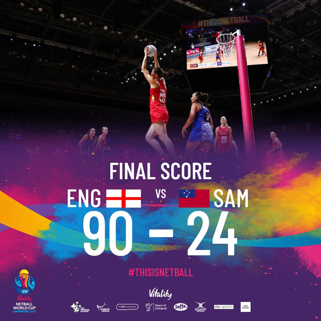 3️⃣/3️⃣ for <a href="/EnglandNetball/">England Netball</a> ✅

The hosts are off to a flyer!

#ThisIsNetball 
#NWC2019