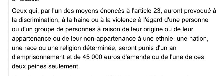 palais_au's tweet photo. Sont punis d’1an d’emprisonnement ceux qui auront provoqué à la discrimination, la haine ou la violence à l'égard d'1personne ou d'1groupe à raison de leur origine ou de leur appartenance ou de leur non-appartenance à une ethnie, 1nation, 1race ou 1religion
#FakeRN https://t.co/GwUwRWrl5p